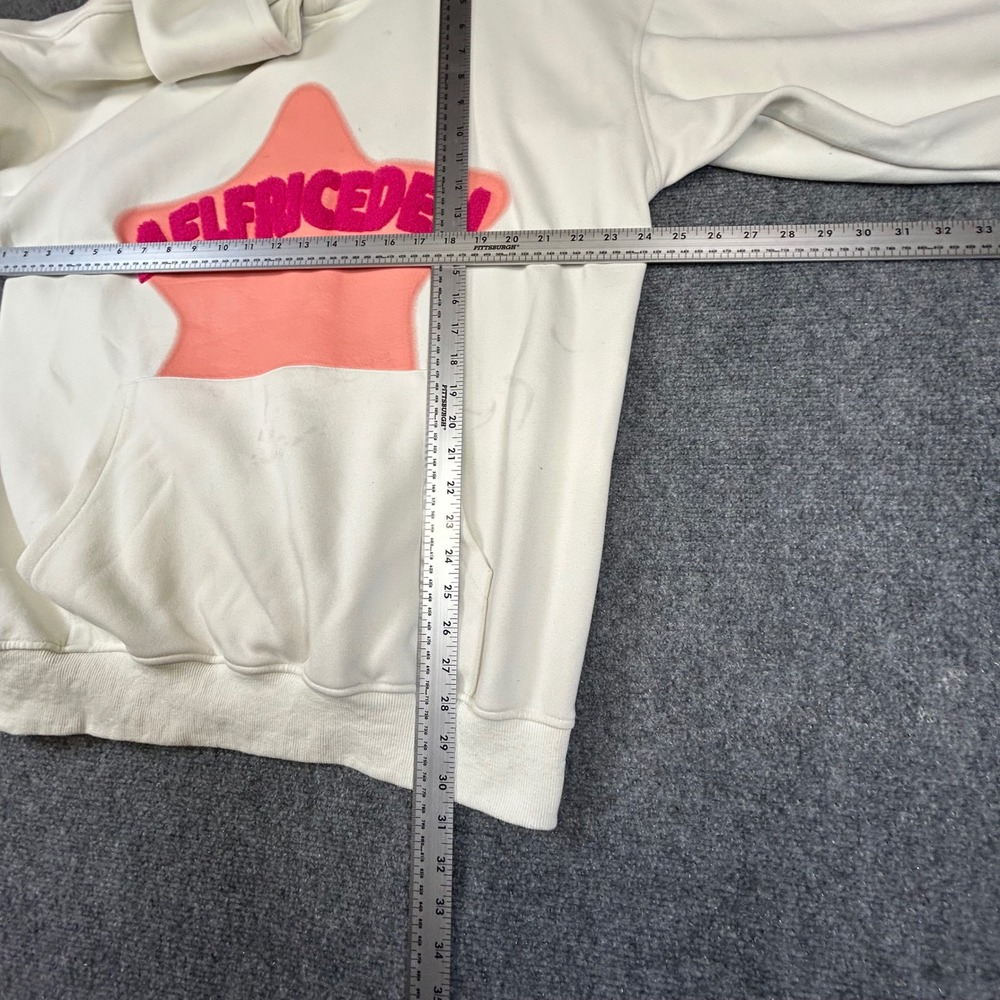 Aelfric Eden Mens XL White Pink Star Chenille Embroidery Hoodie Streetwear XL - Picture 6 of 8